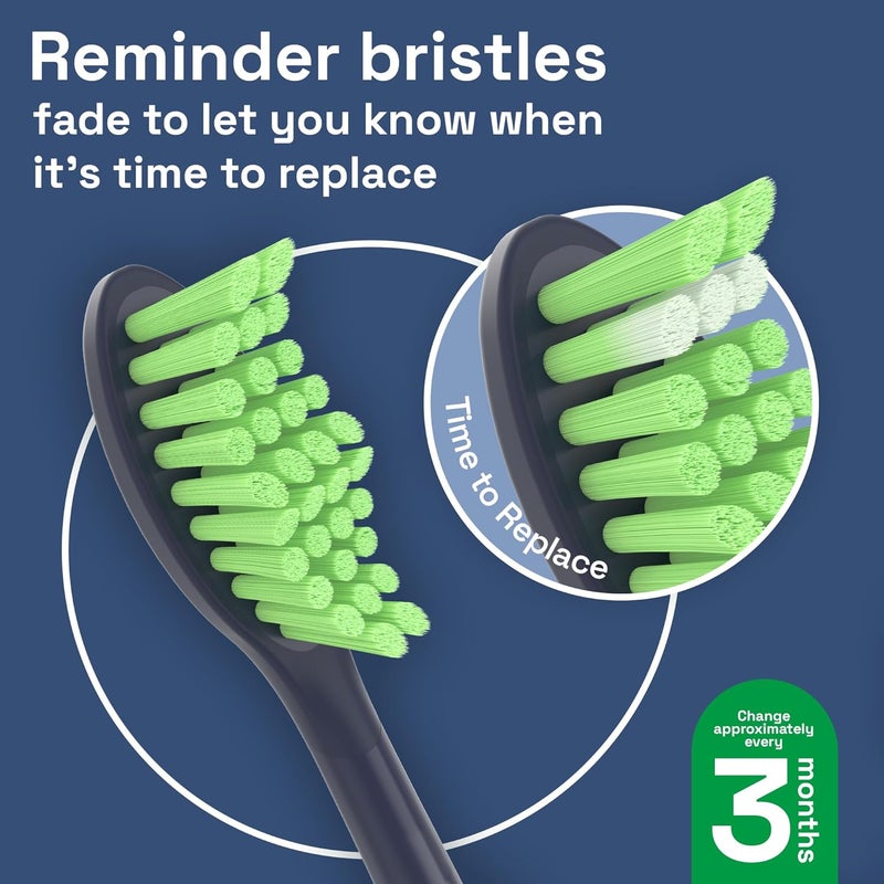Brushmo Replacement Toothbrush Heads, Compatible with Philips One for Sonicare Electric Toothbrush Handles HY1022, 4 Standard Heads with Tongue Cleaner, Soft DuPont Bristles, BM124m Midnight Navy Blue - Image 4
